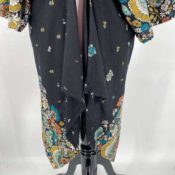 O’Neill black floral Sawyer cardigan open front one size - Picture 10 of 11